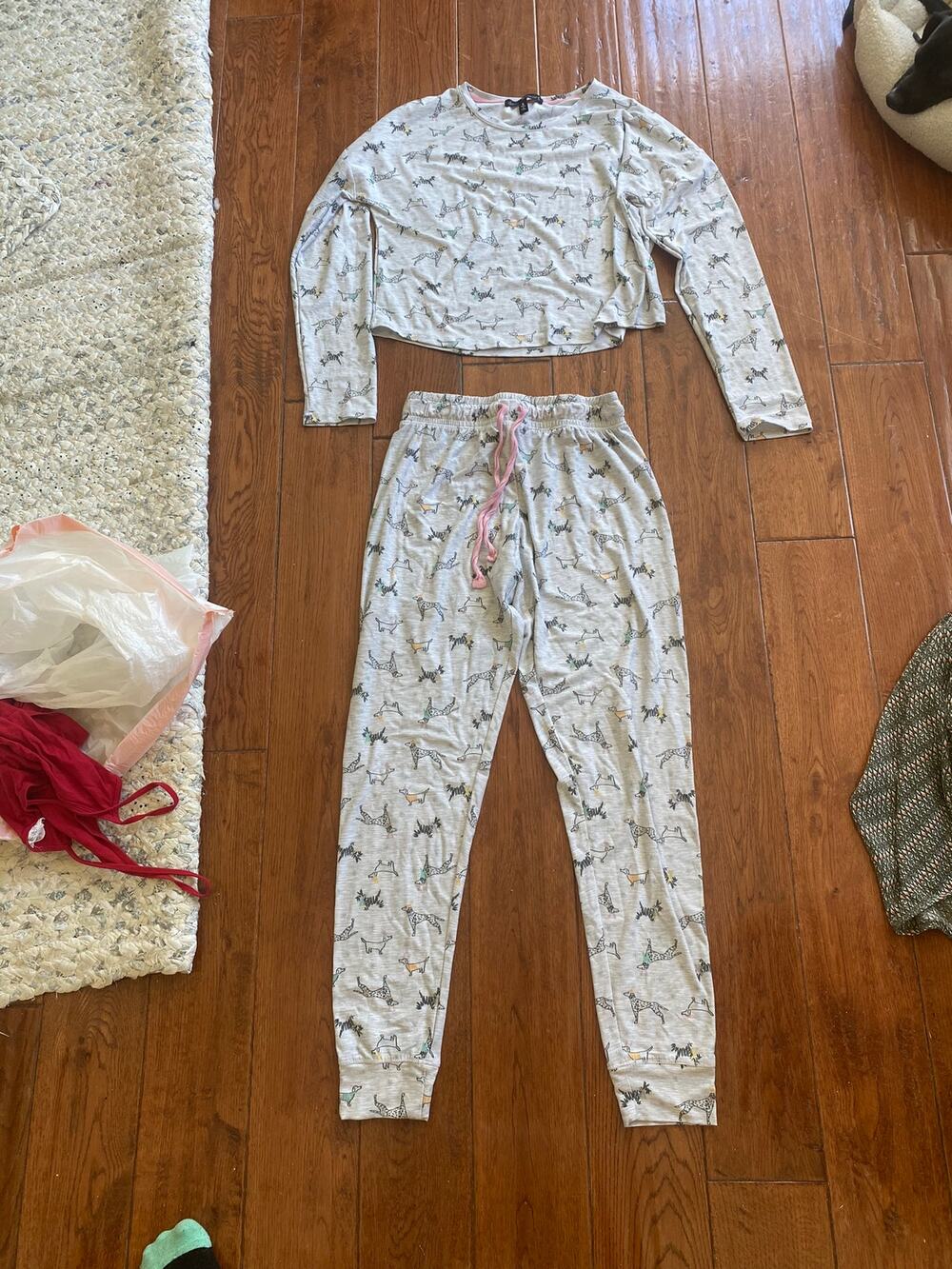 Derek Heart Gray and Multicolored Dog Pajama Set